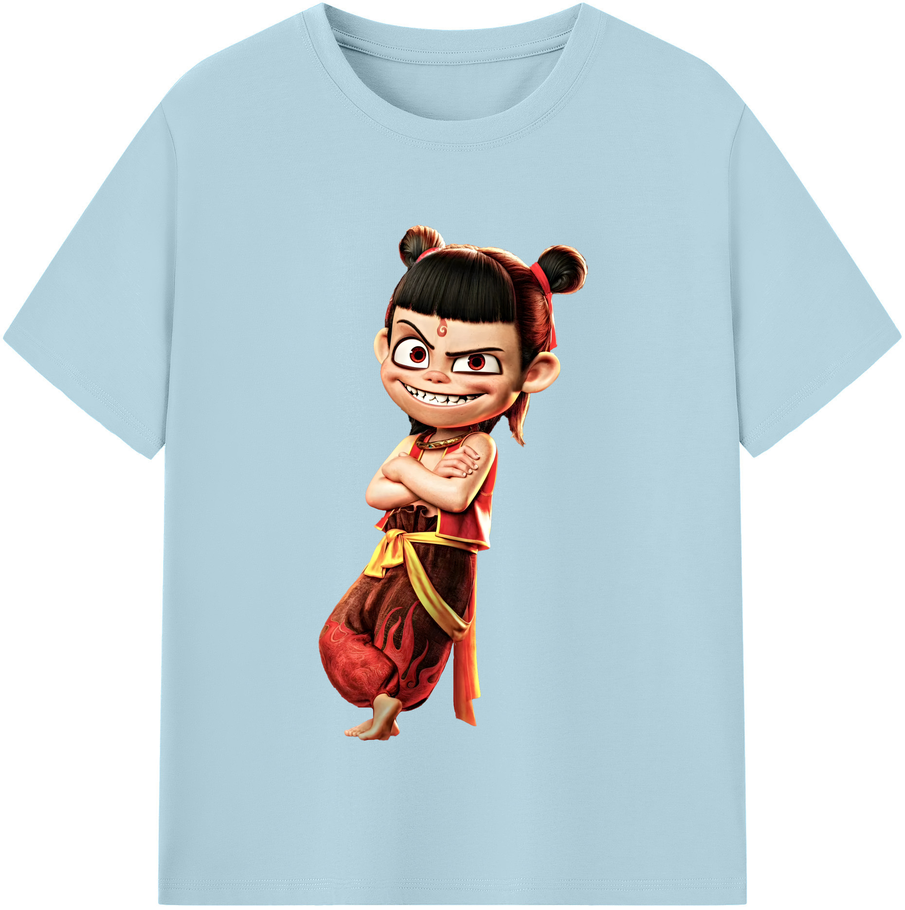 （画像用） Ne Zha 2 ナタ 魔童の大暴れ 綿100％半袖Tシャツ（フロントプリント）